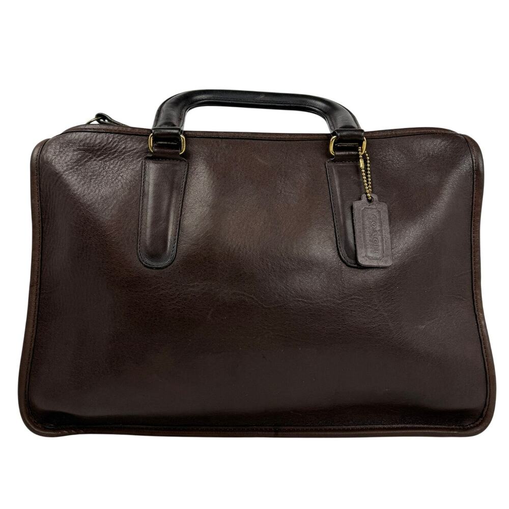 Vtg 70s Coach NYC Slim Satchel Briefcase Brown Leather Talon Zip Made in USA